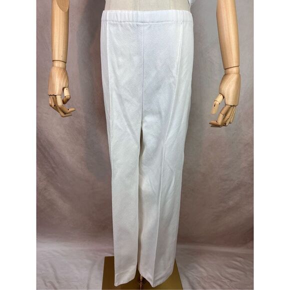 Vintage 1960s 70s Pantsuit White 2 Piece Set Polyester MCM Mod - Picture 3 of 6